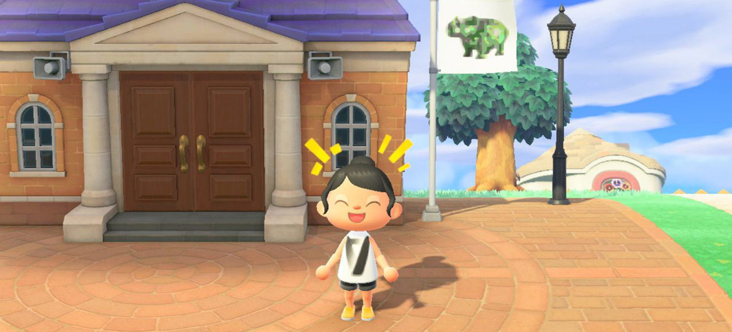 Screenshot of an Animal Crossing character wearing an Asian Art Museum tshirt.